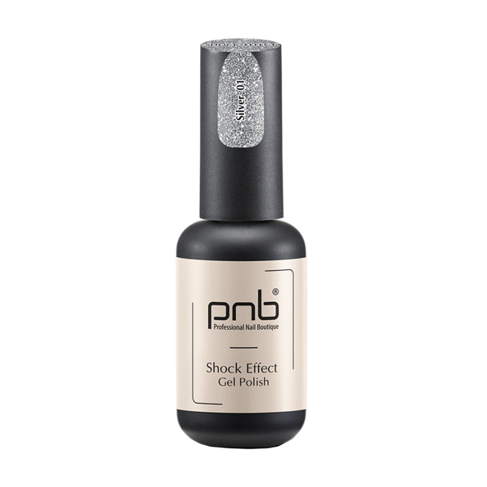 Гель-лак для нігтів PNB Shock Effect Gel Polish 01 Silver, 8 мл